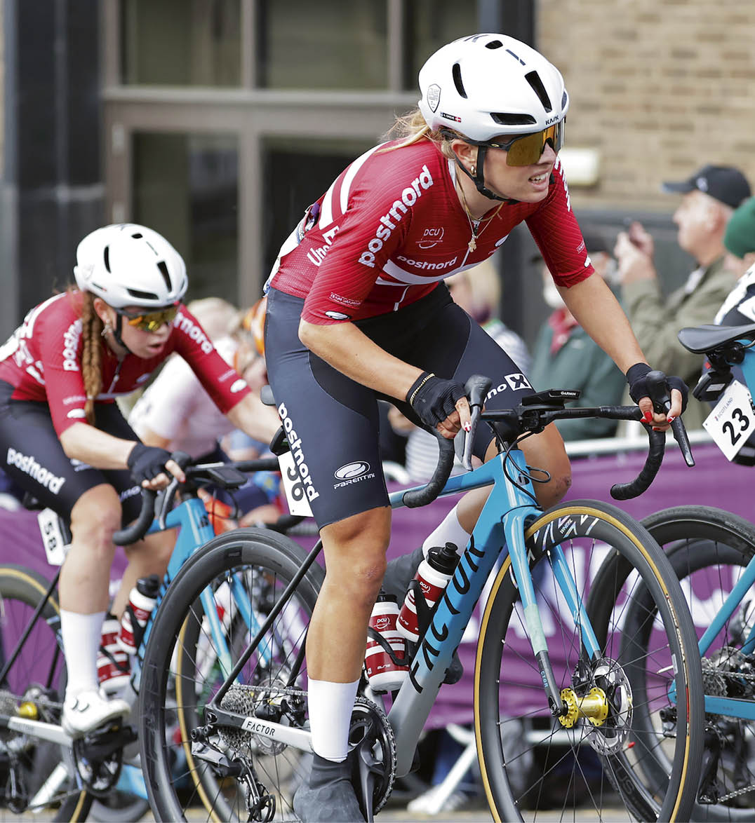Picture by Pauline Ballet/SWpix.com - 05/08/23 - 2023 UCI Cycling World Championships, Women's Junior Road Race, Glasgow, Lanarkshire, Scotland - Alberte Greve of Denmark.